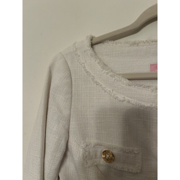 lilly pulitzer Millie Tweed Jacket White Linen Blend Womens medium - Picture 2 of 13